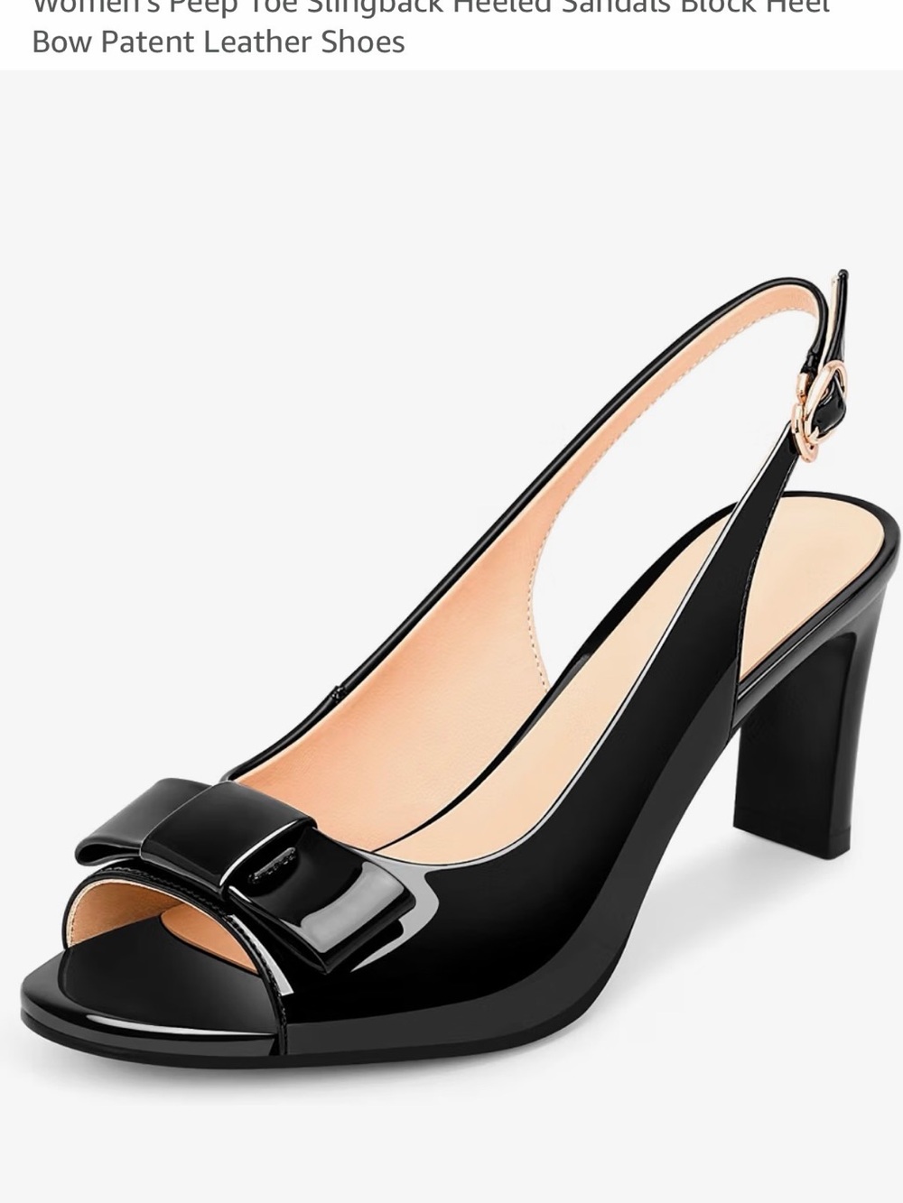 Patent Leather Peep-Toe Slingback Heels in Black